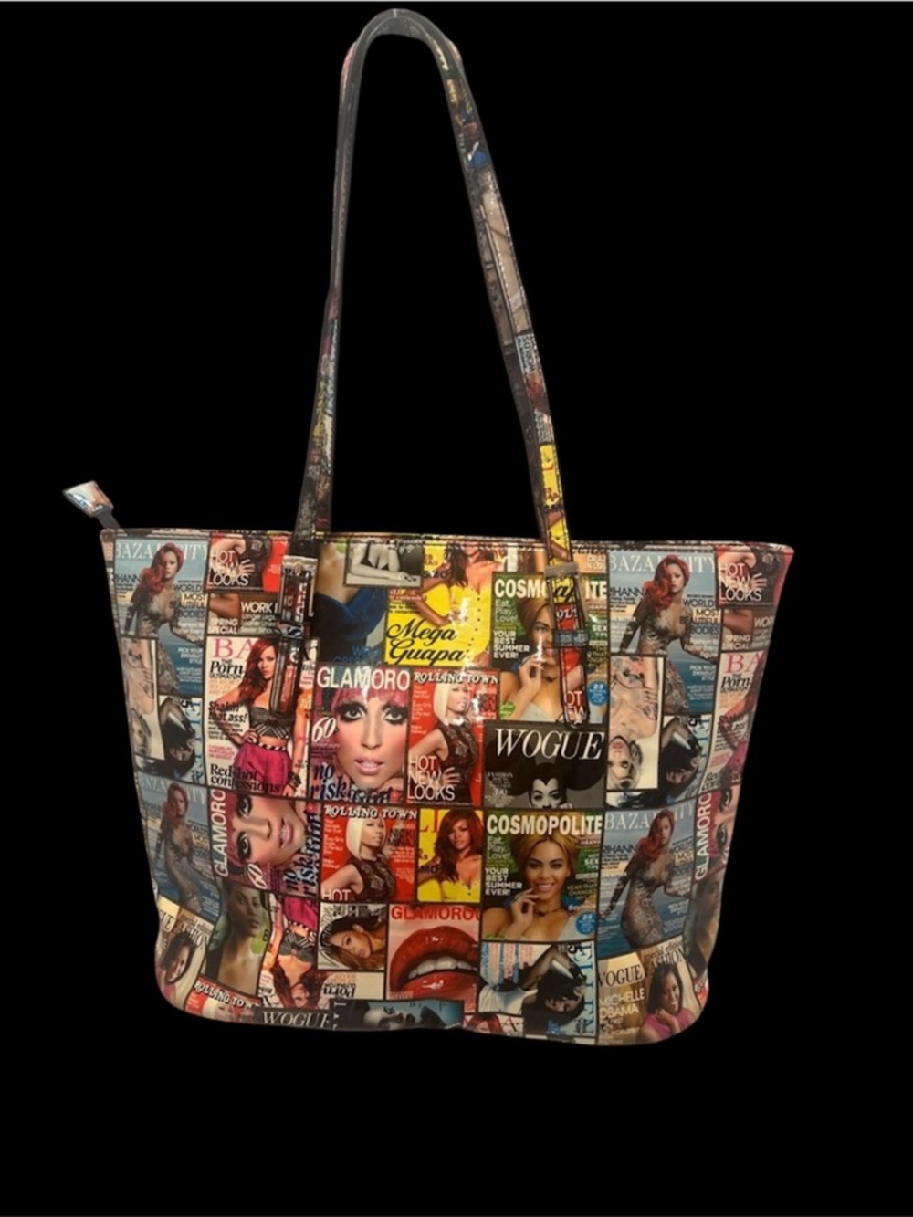 Multicolor Magazine Cover Print Tote ONE of a kind- super unique 🔥 Trendy